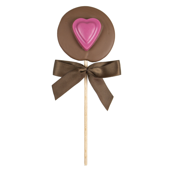 Sucette coeur chocolat avec noeud 25 gr - 1 unité par 1,00 €